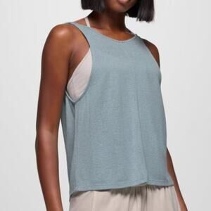 Prana New Moon Tank Women's XS Saltwater Relaxed Fit Low Loose Back Hemp Blend